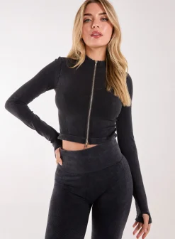 Active Rib Double Zip Top