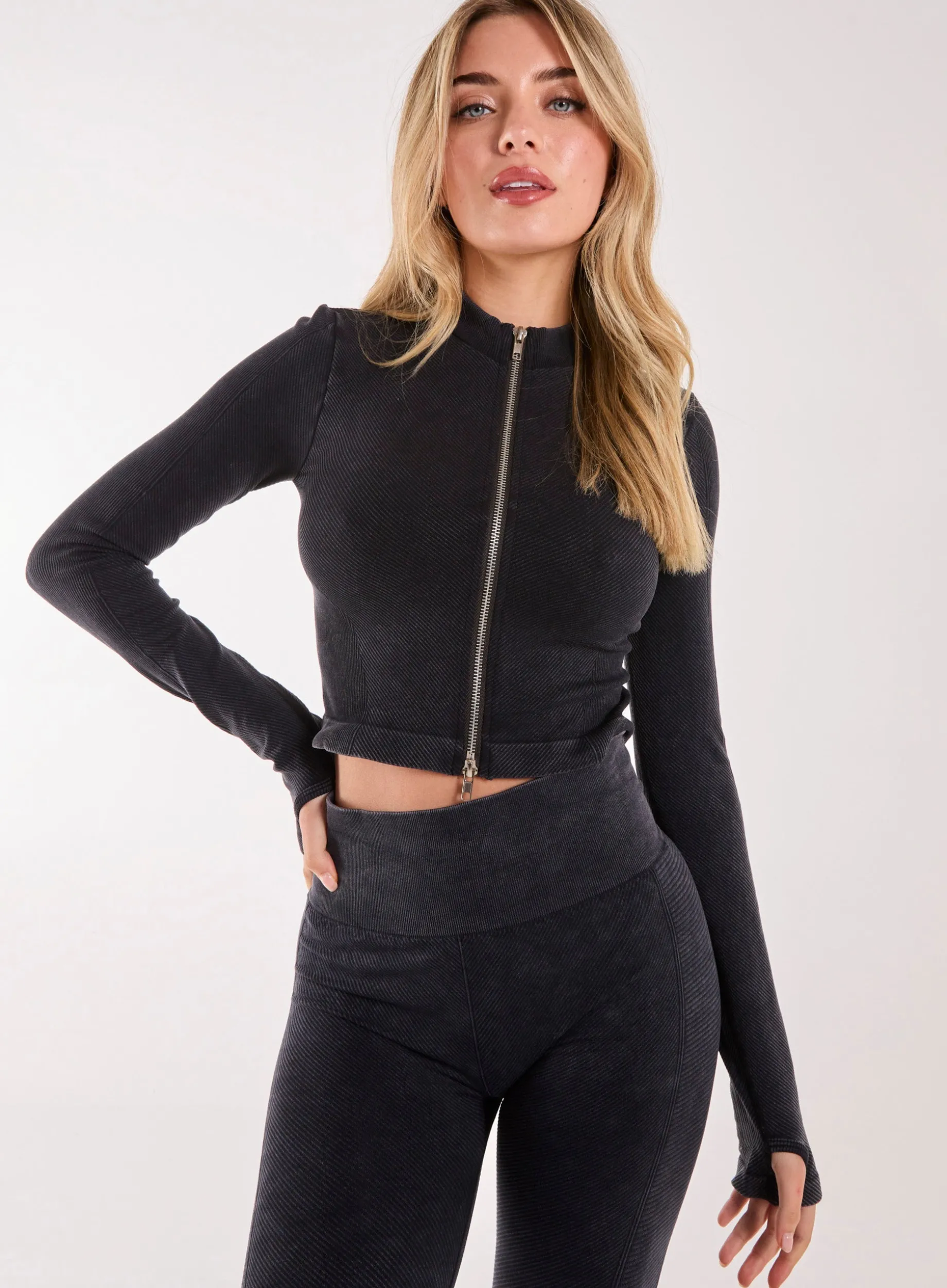 Active Rib Double Zip Top