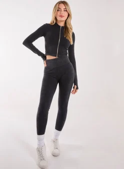 Active Rib Double Zip Top