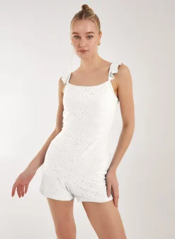 Back Detail Broderie Playsuit
