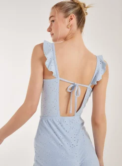 Back Detail Broderie Playsuit