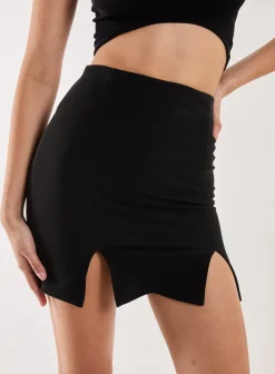 Bandage Double Split Mini Skirt