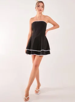 Bandeau Contrast Binding Mini Dress
