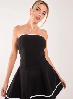 Bandeau Contrast Binding Mini Dress