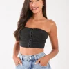 Bandeau Eyelet Detail Corset Top