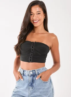 Bandeau Eyelet Detail Corset Top