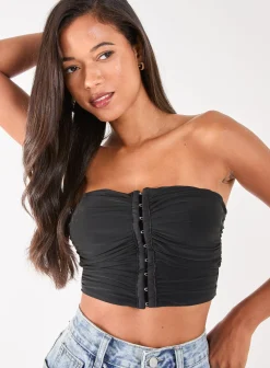 Bandeau Eyelet Detail Corset Top