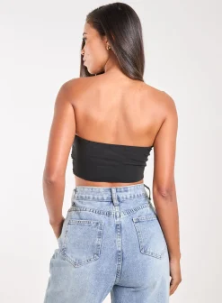 Bandeau Eyelet Detail Corset Top