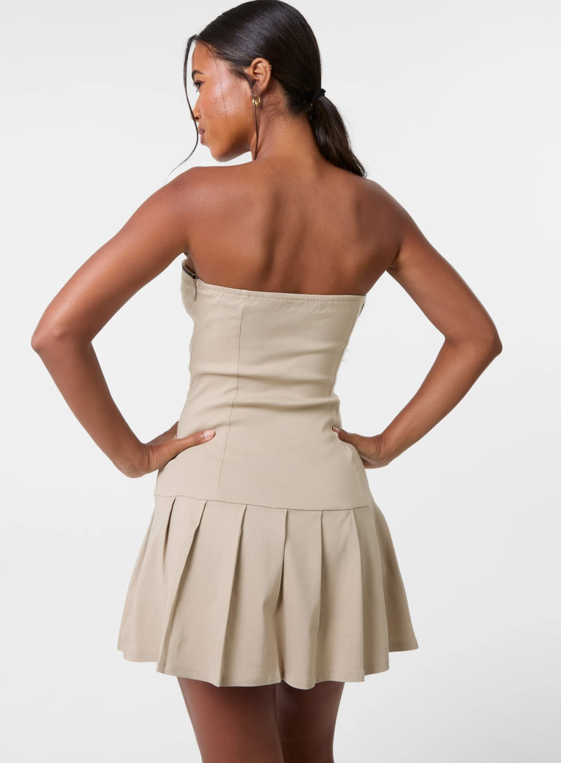 Bandeau Pleated Mini Dress