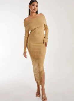 Bardot Ribbed Knit Maxi Dress