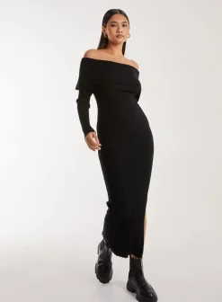 Bardot Ribbed Knit Maxi Dress