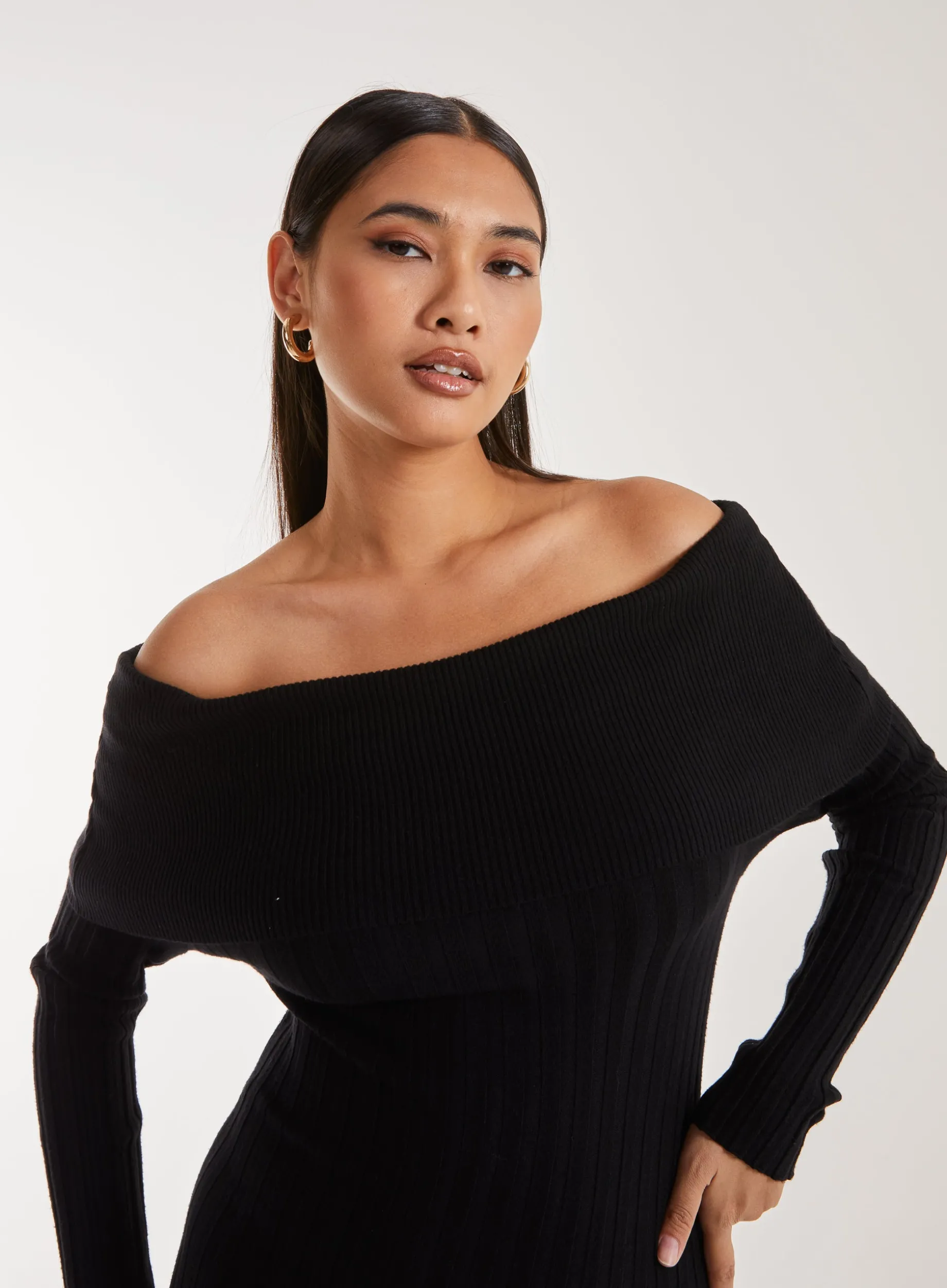 Bardot Ribbed Knit Maxi Dress