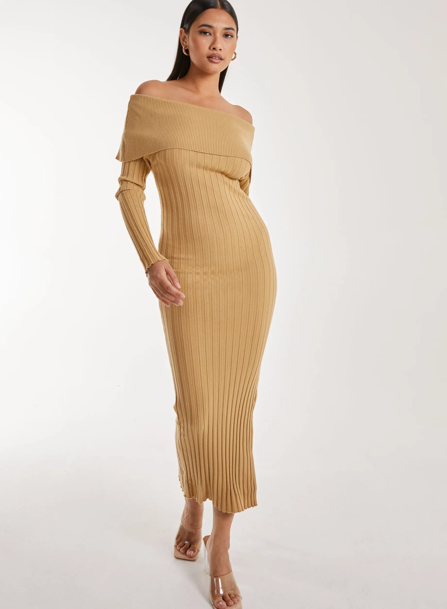 Bardot Ribbed Knit Maxi Dress