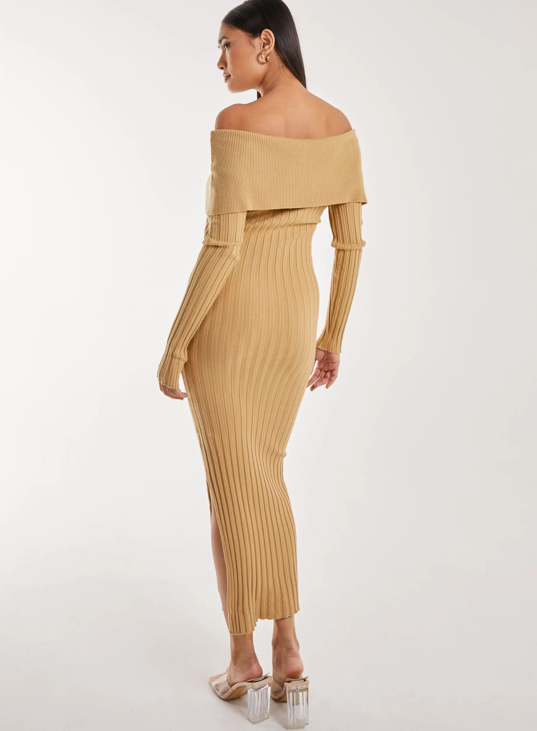 Bardot Ribbed Knit Maxi Dress