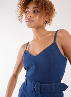 Belted Denim Playsuit