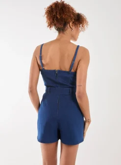 Belted Denim Playsuit