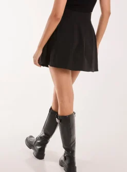 Belted Pleated Mini Skirt