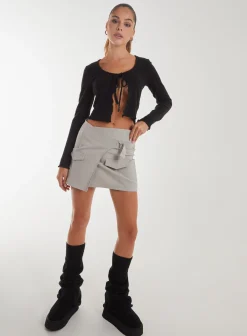 Bengaline Wrap D-Ring Mini Skirt