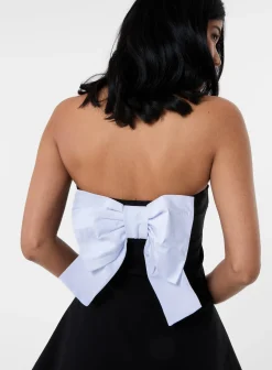 Bow Back Contrast Binding Bandeau Dress