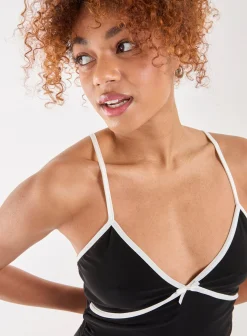 Bow Detail Piping Strappy Vest