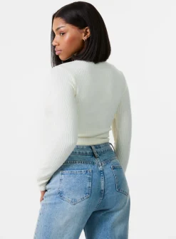 Brushed Rib Bow Top
