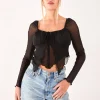 Butterfly Long Sleeve Mesh Top