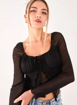 Butterfly Long Sleeve Mesh Top