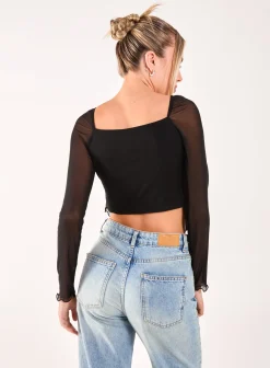 Butterfly Long Sleeve Mesh Top