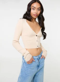 Button Front Cropped Cardigan