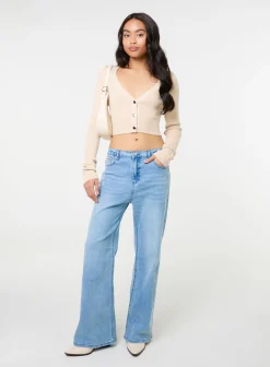 Button Front Cropped Cardigan