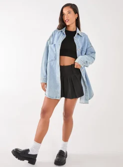 Button Front Pleated Skort