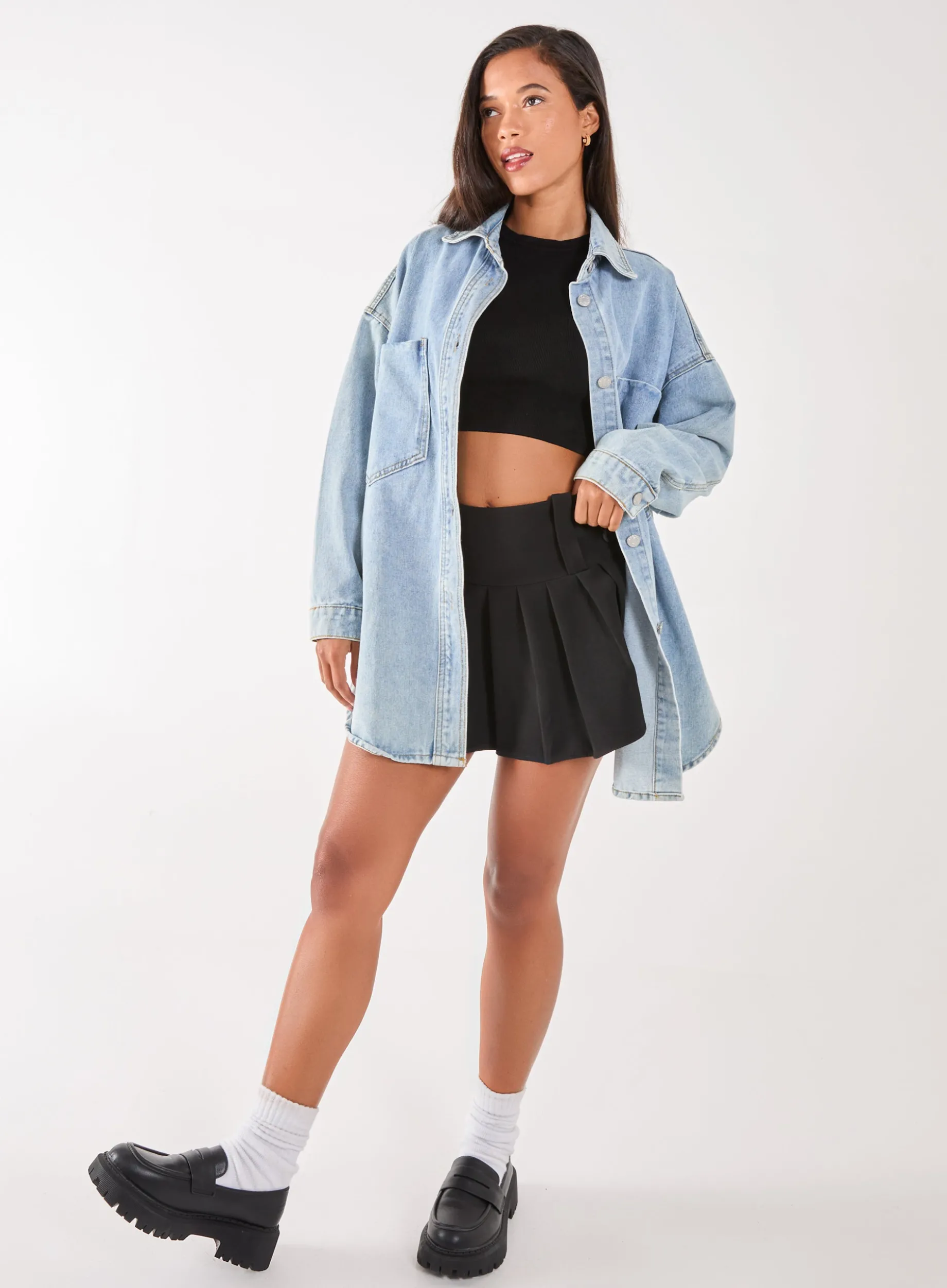 Button Front Pleated Skort