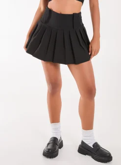 Button Front Pleated Skort