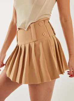 Button Front Pleated Skort