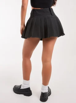 Button Front Pleated Skort