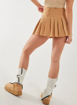 Button Front Pleated Skort