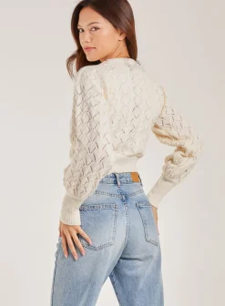 Cable Knit Long Puff Sleeve Jumper