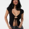 Cap Sleeve Keyhole Crop Top