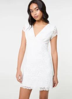 Cap Sleeve Lace Mini Dress