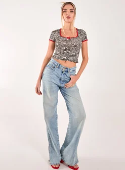 Cap Sleeve Leopard Print Top
