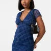 Check Cap Sleeve Mini Dress
