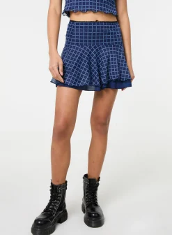 Check Ruffle Mini Skirt