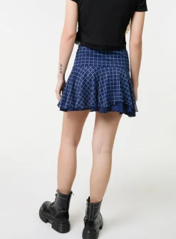 Check Ruffle Mini Skirt