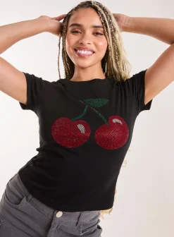 Cherry Embellished T-Shirt