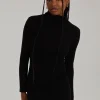 Chunky Brushed Rib Roll Neck Dress