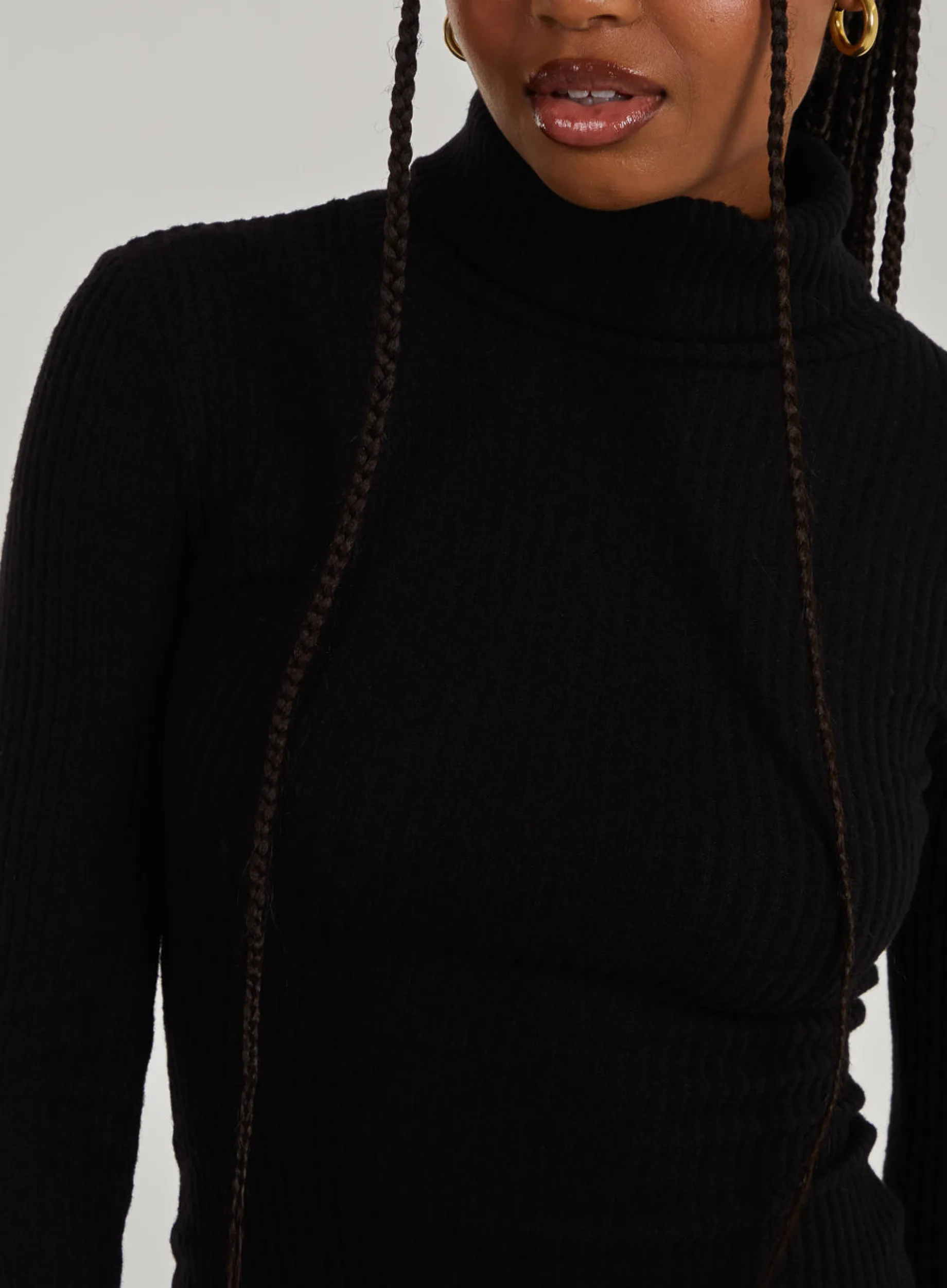 Chunky Brushed Rib Roll Neck Dress