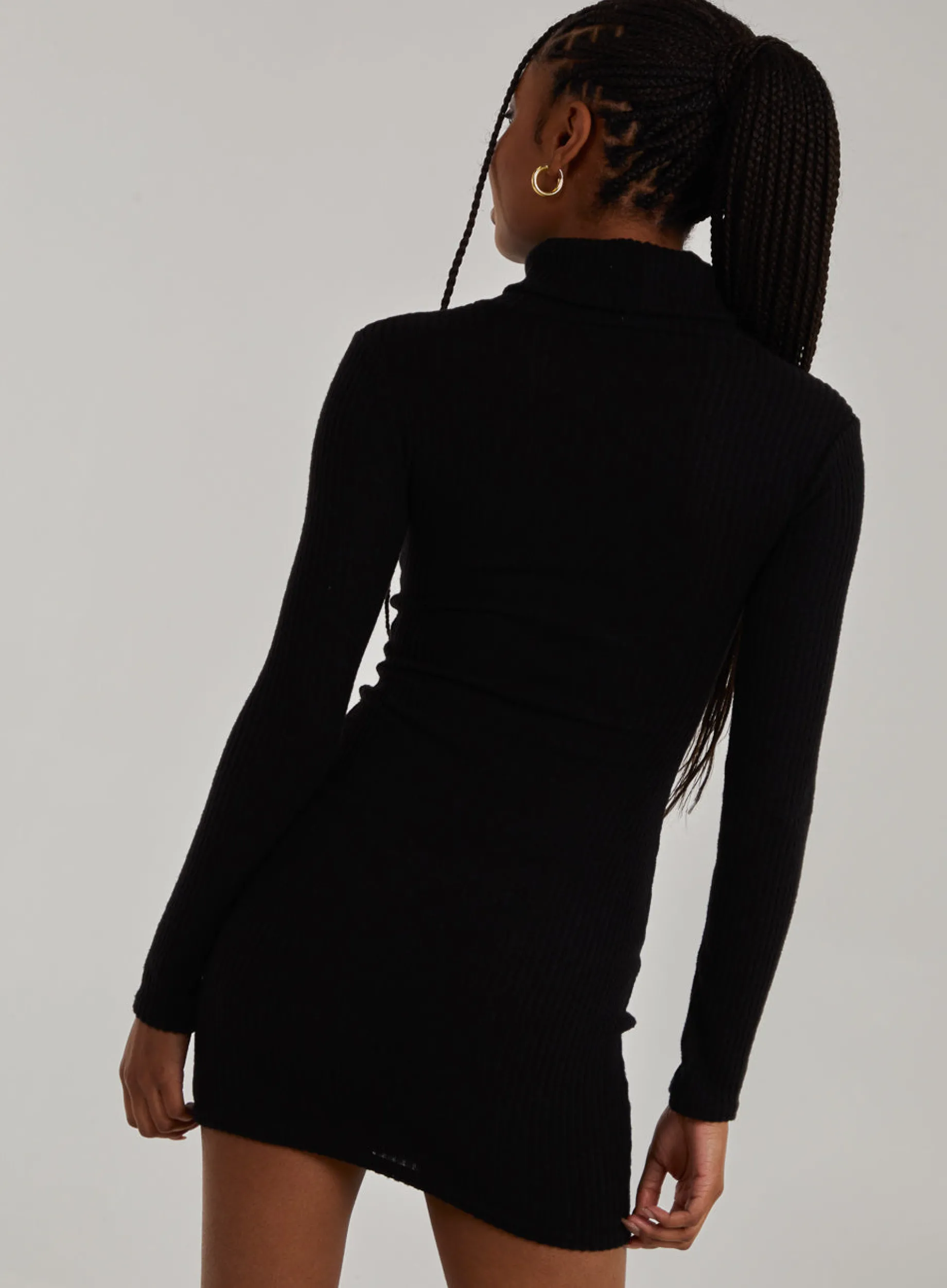 Chunky Brushed Rib Roll Neck Dress