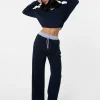 Contrast Band Wide Leg Joggers
