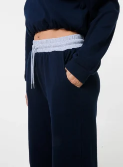 Contrast Band Wide Leg Joggers
