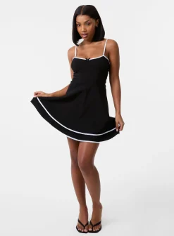 Contrast Binding Tiered Mini Dress